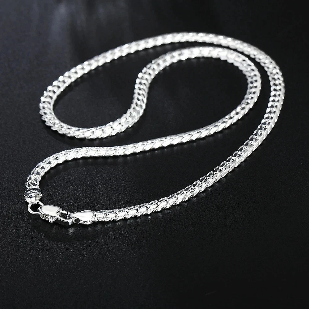 925 Sterling Solid Silver Chain Necklace Jewelry for Women Men Fashion Gift