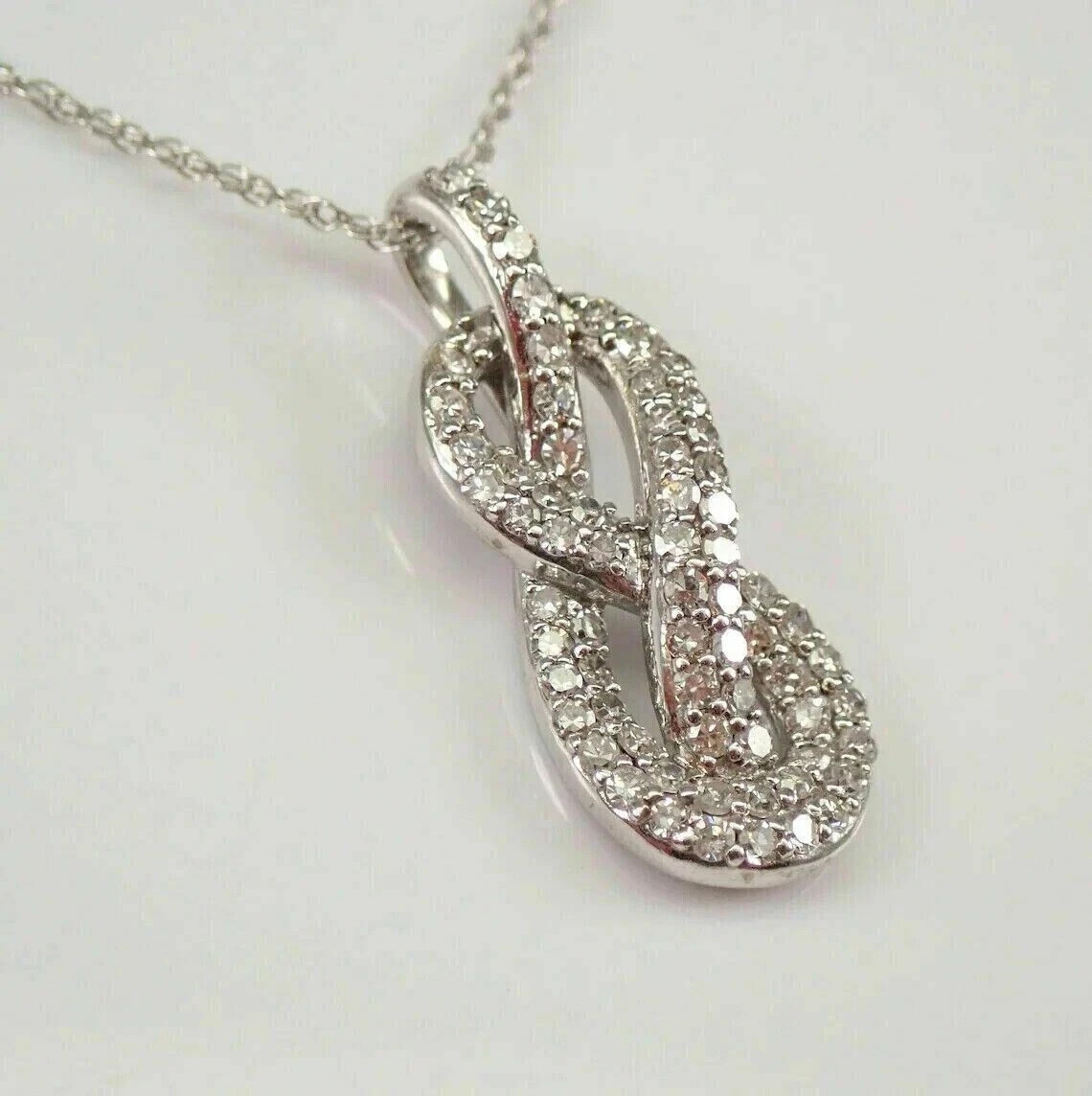 2Ct Round Cut Lab Created Diamond Pretty Infinity Pendent 14K White Gold Plated