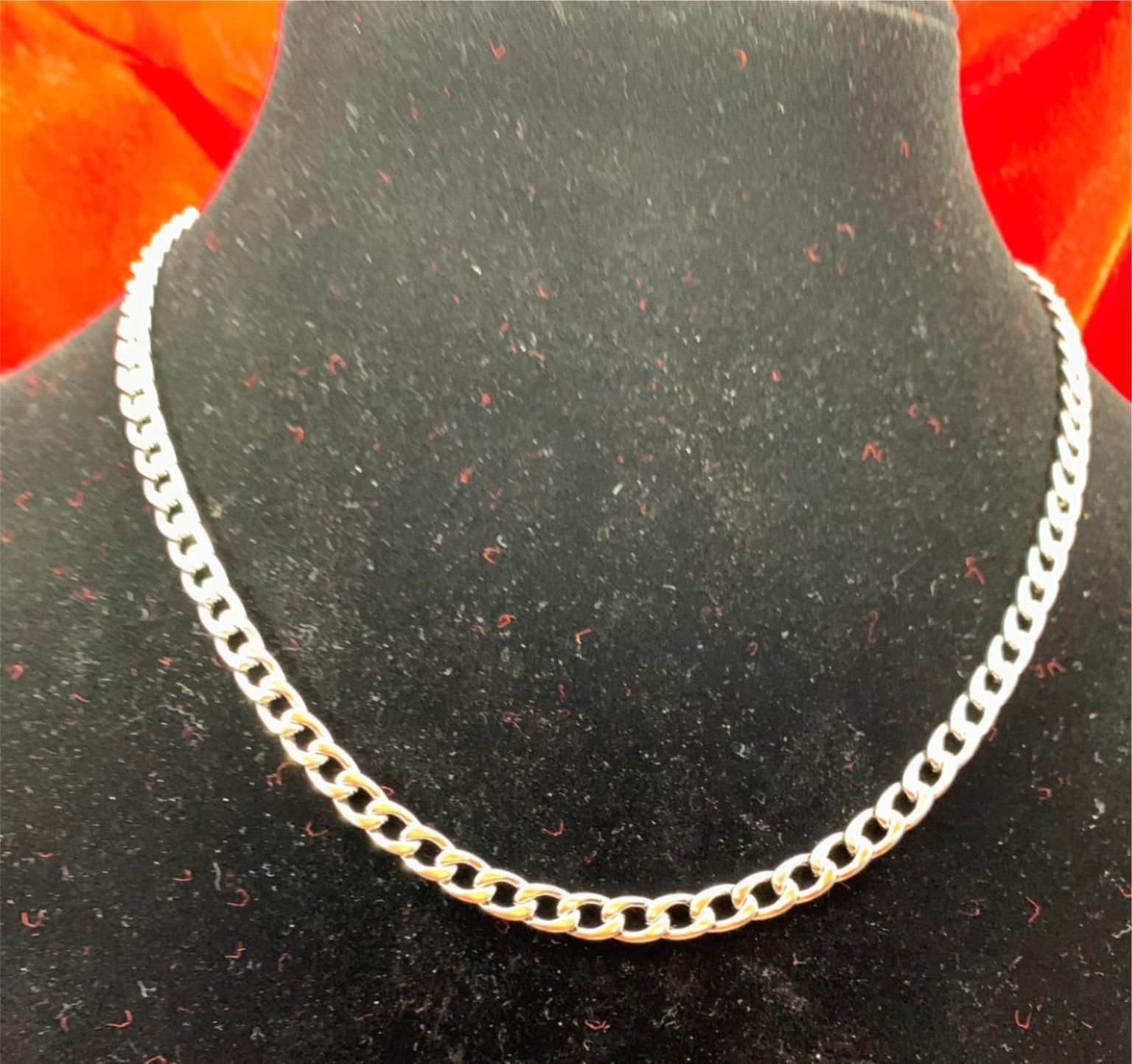 16-36 inch 5MM STAINLESS STEEL SILVER CURB NECKLACE WITH DESIGNER CLASP