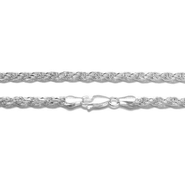 925 Sterling Silver Dia Cut Rope Chain Necklace 3.5mm (070 Gauge)
