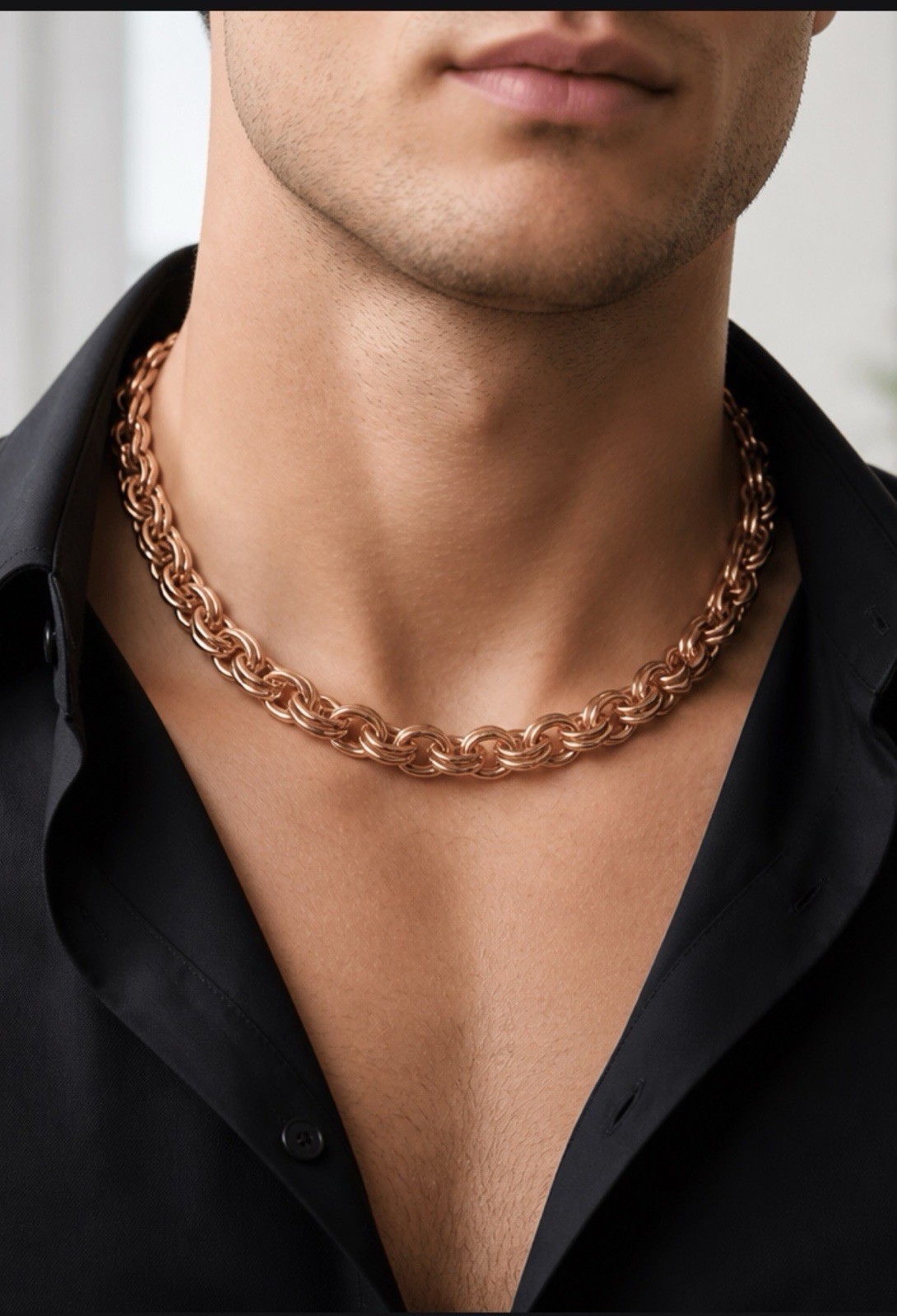 Solid Copper Chain CN557G – 3/8 of an inch wide. Available in 18 to 30 inches.