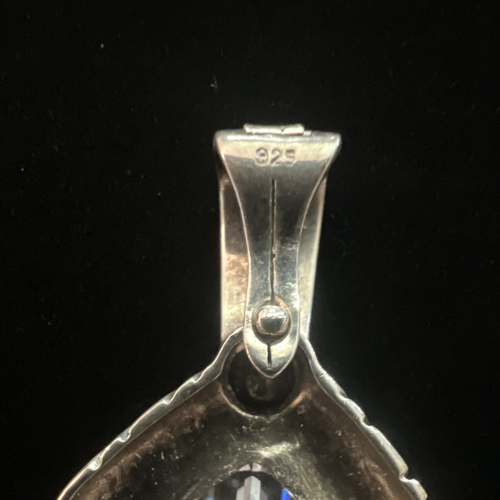 Vintage 925 Sterling Silver Cushion Cut CZ Square Pendant w/ 2 Stones