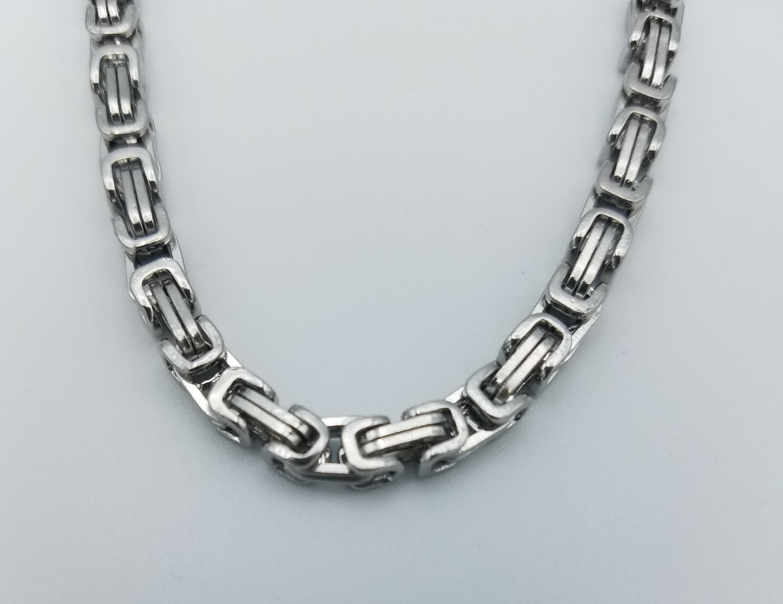 7″-44″ STAINLESS STEEL SILVER 4MM BYZANTINE TURKISH BOX ROPE CHAIN NECKLACE