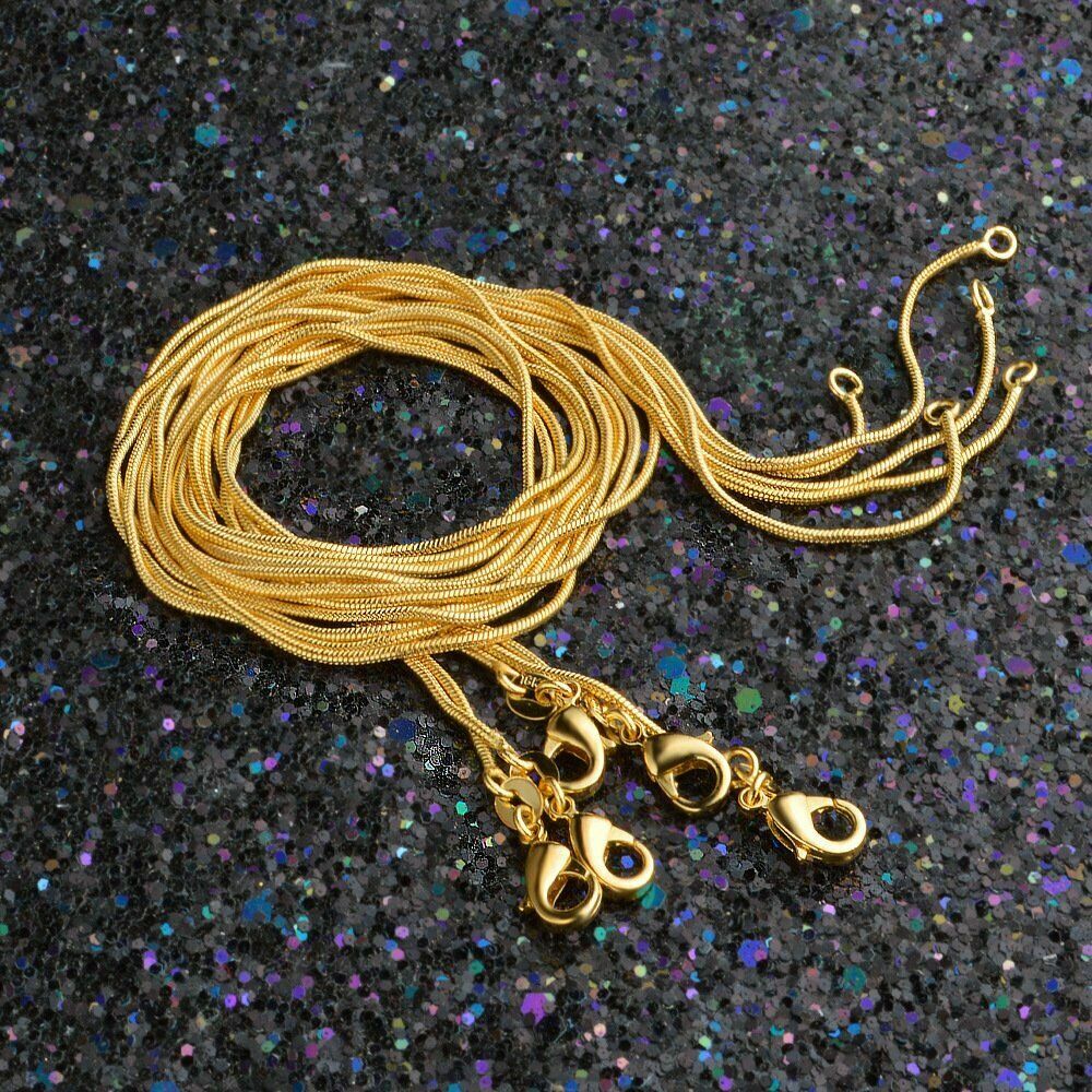 18K Gold Filled Snake Chain Necklace 16/18/20/22-38 inch* 1.2/1.6/2/2.5/3mm Wide