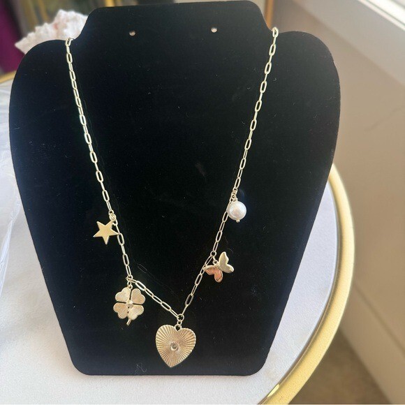 Jennifer Miller 14k Gold Plated & CZ Heart Charm Necklace