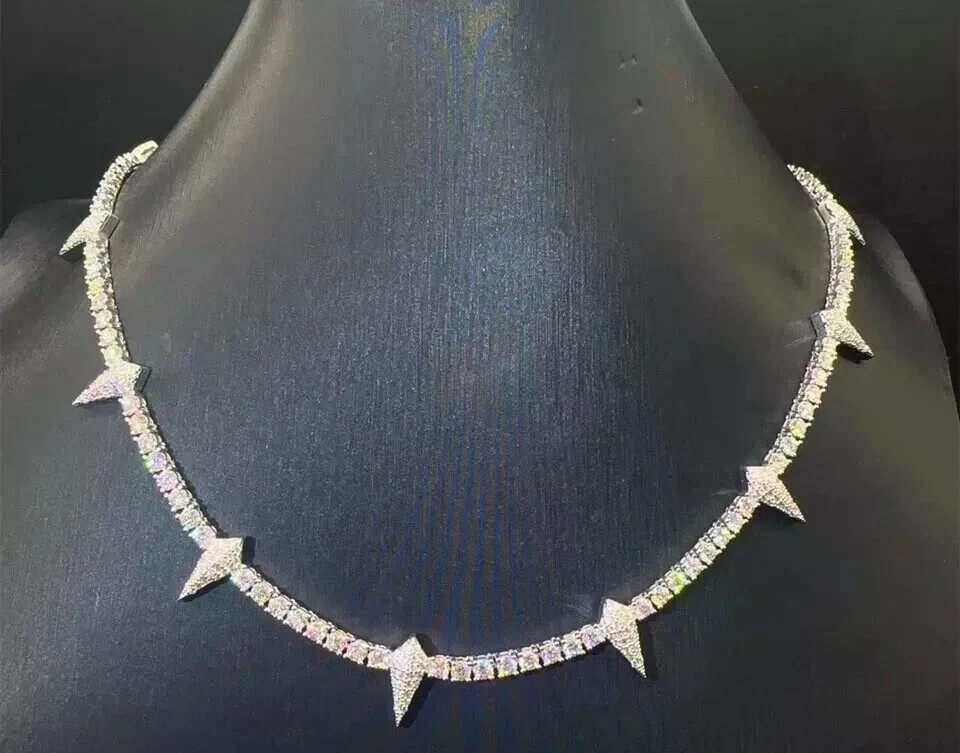 20 Ct Round Simulated Diamond Men’s Unique Tennis Necklace 14k White Gold Plated