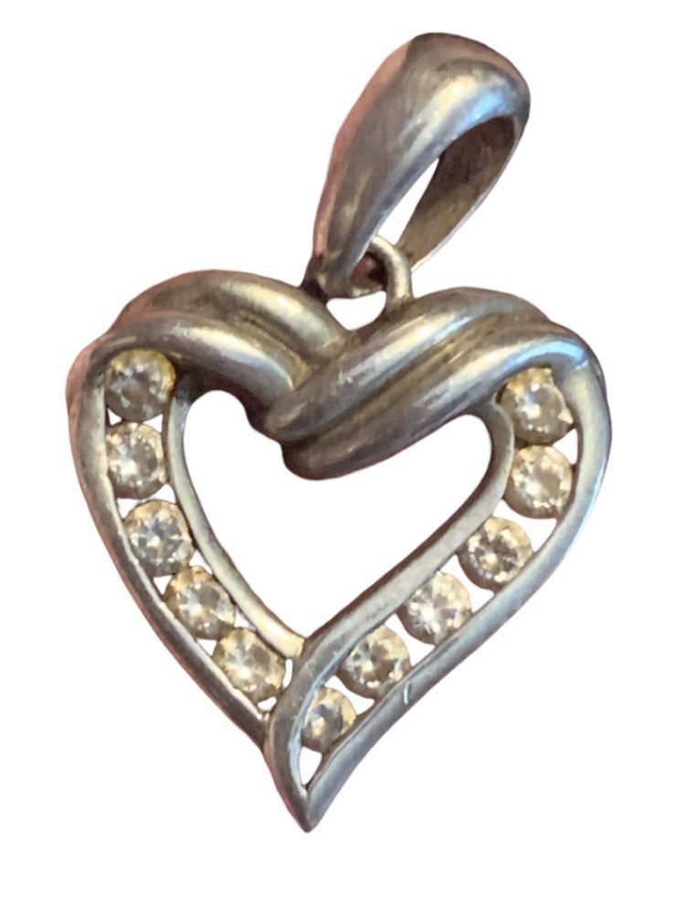 Cubic Zirconia 925 Sterling Silver Heart Pendant Made in Thailand