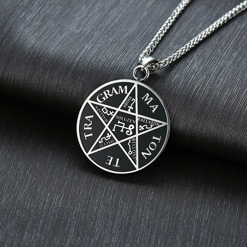 Pentagram of Solomon Pendant Tetragramel2aton Name of God Men Necklace Star Amul