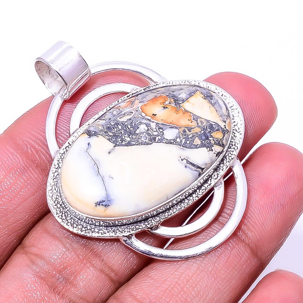 Natural Malingano Jasper – Indonesia 925 Sterling Silver Pendant 1.76″ P41