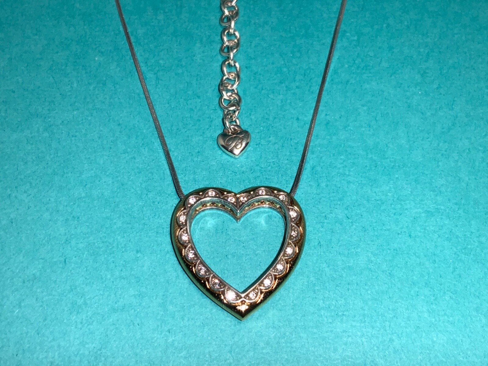 🌸 BRIGHTON 2 Tone Crystal Primevera Reversible Heart Necklace (N21) NWT🌸