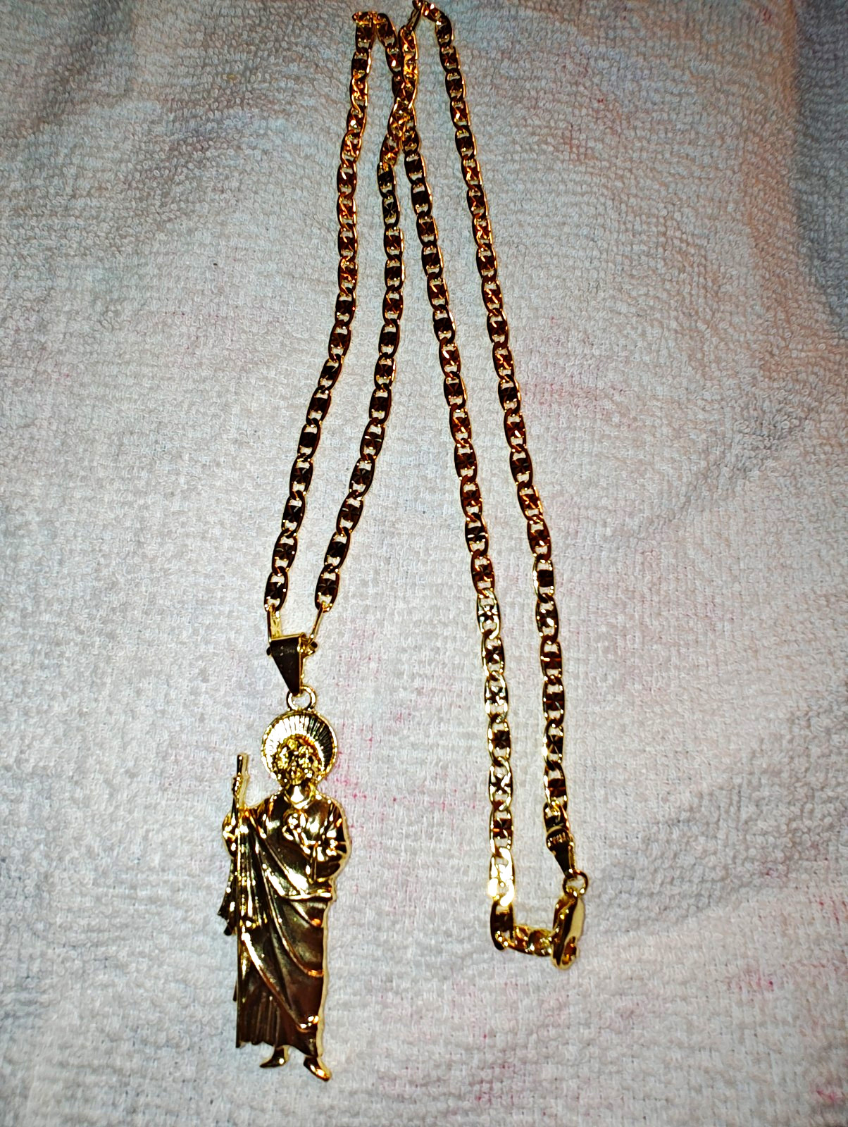 18k Gold Filled Figaro Chain St. Jude Necklace Charm Pendant Lobster Clasp 26″