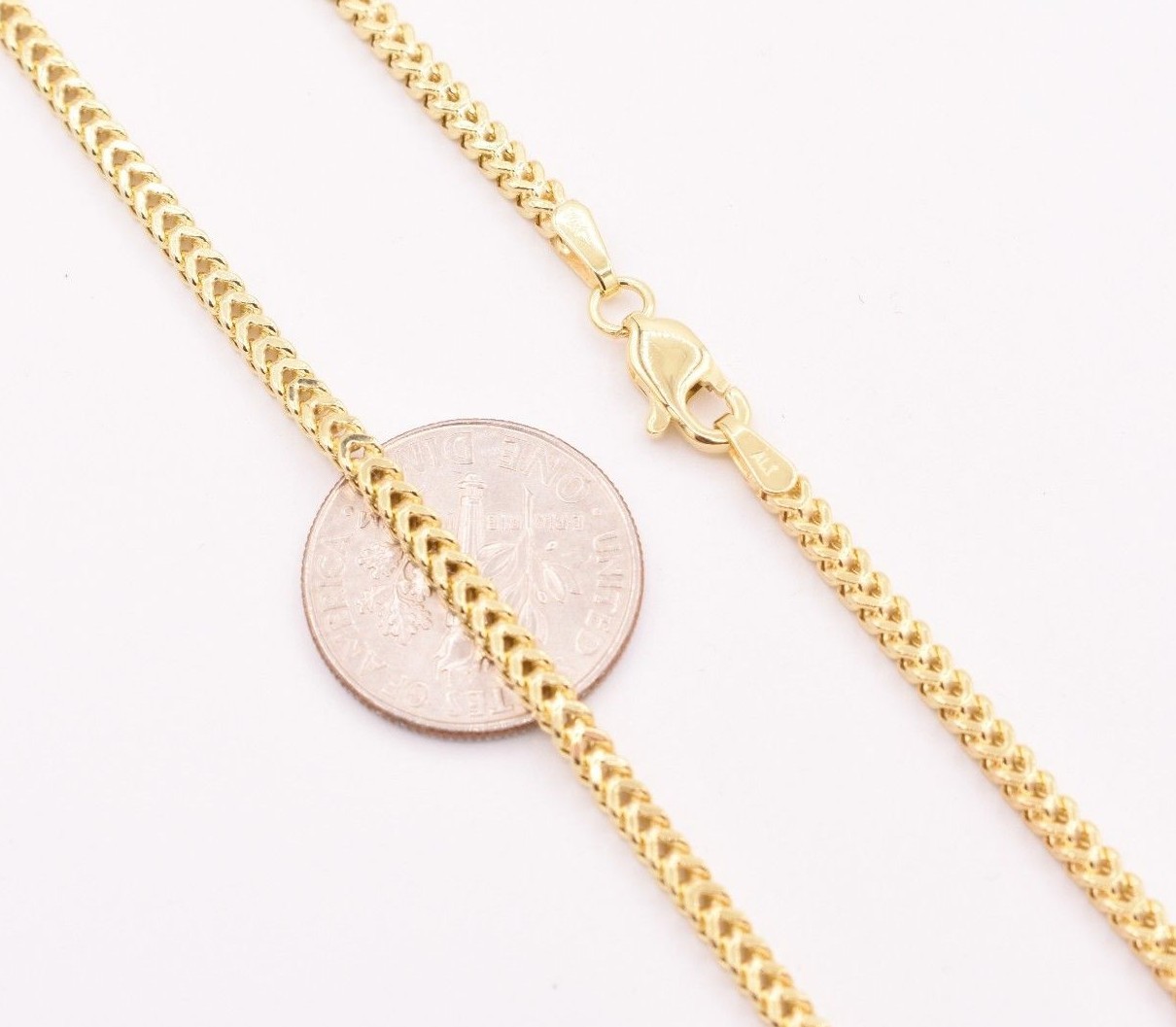 2mm Italian Square Franco Link Chain Necklace Real 10K Yellow Gold