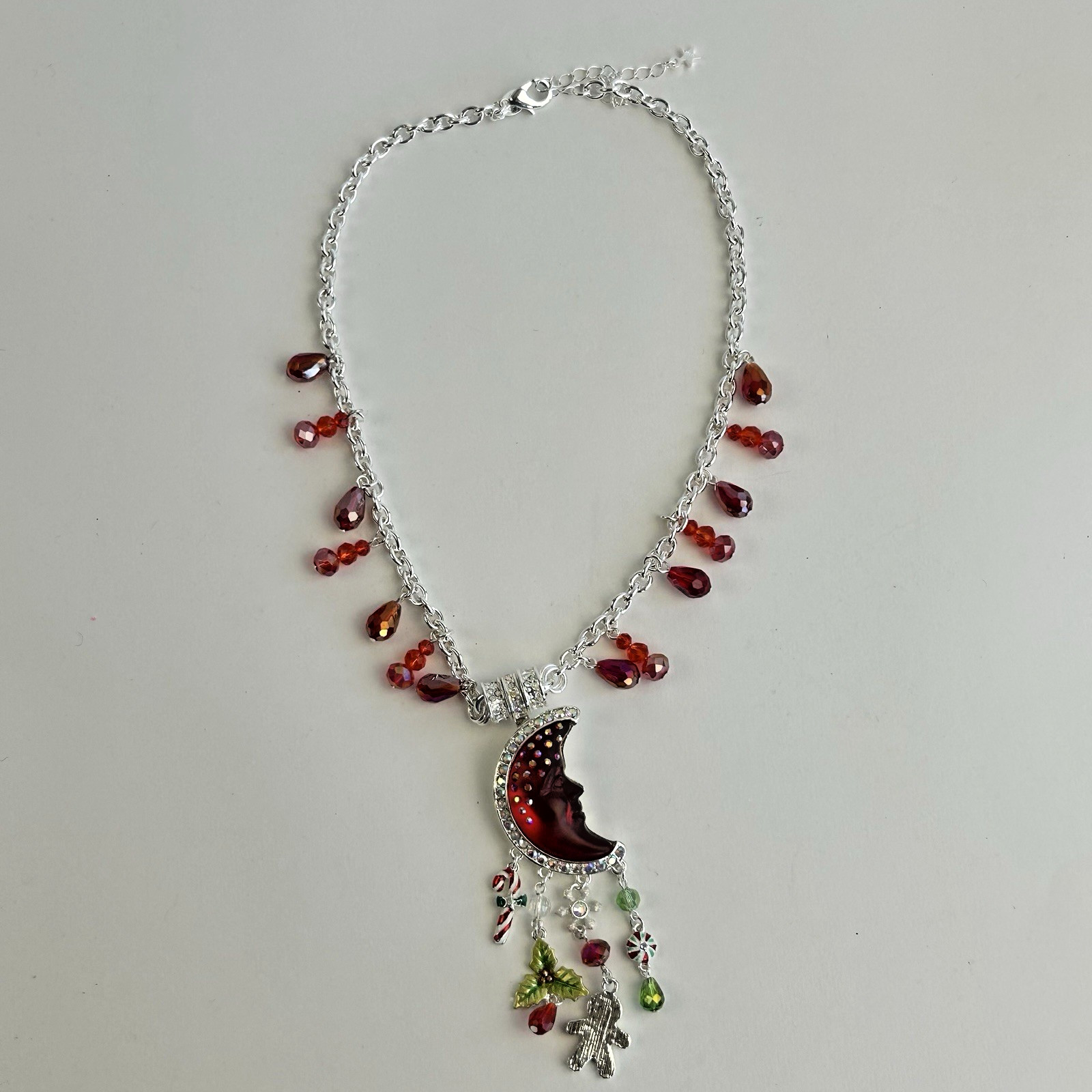 Kirks Folly Goddess Moon Shadow Christmas Magic Enhancer Necklace Silvertone