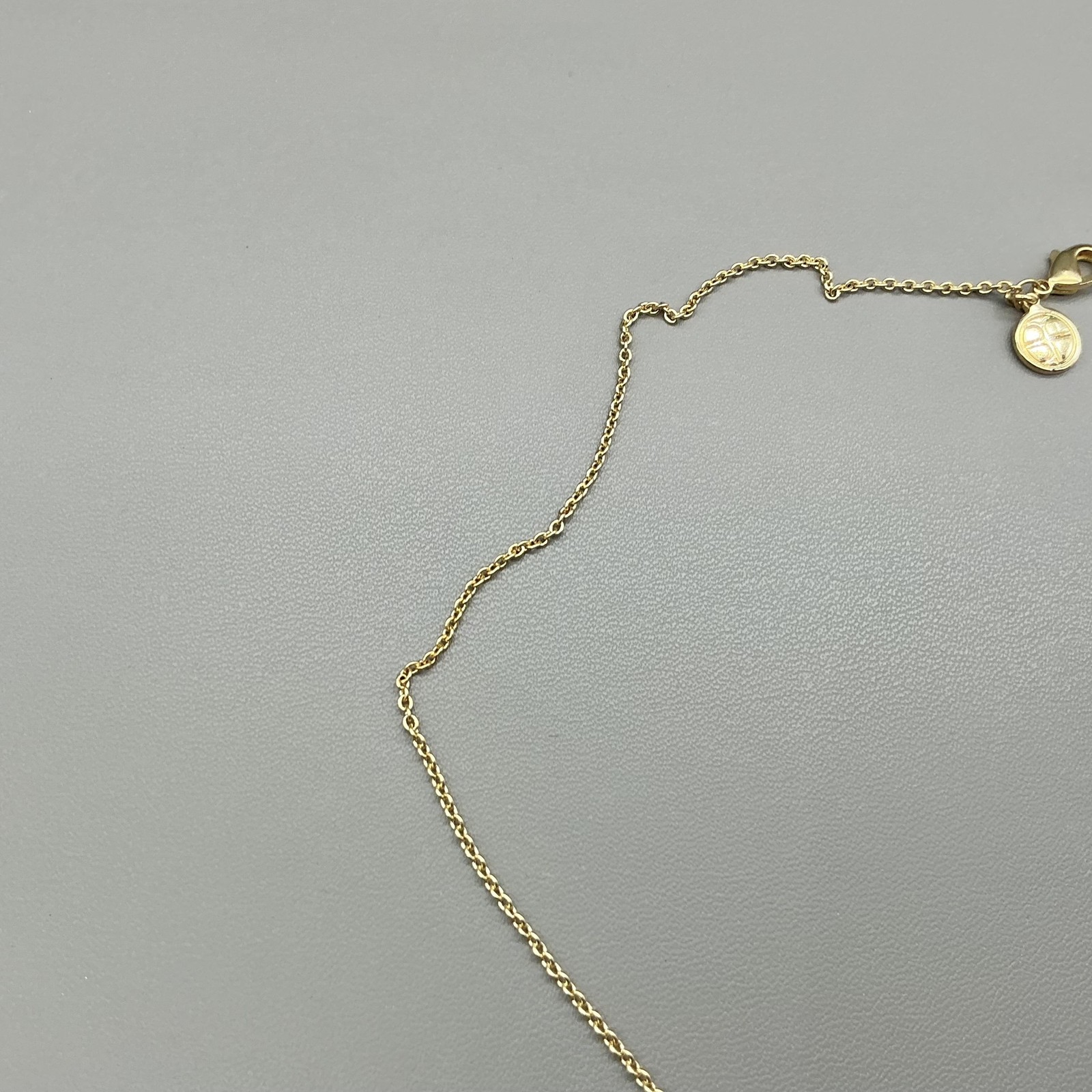 Necklace Gold Tone Circle Clear Stone Pendant Chain Lobster Clasp Jewelry 18″