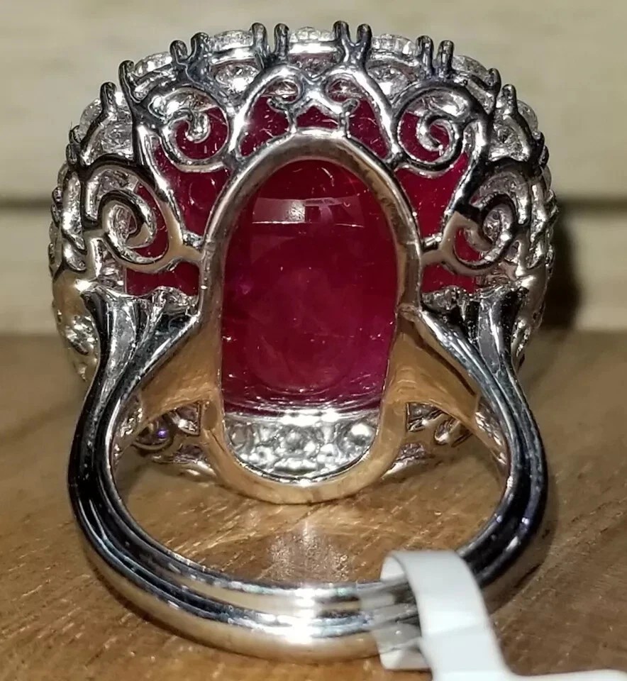 8.00 Ct Natural Ruby Diamond Engagement Wedding Ring 14K Solid White Gold