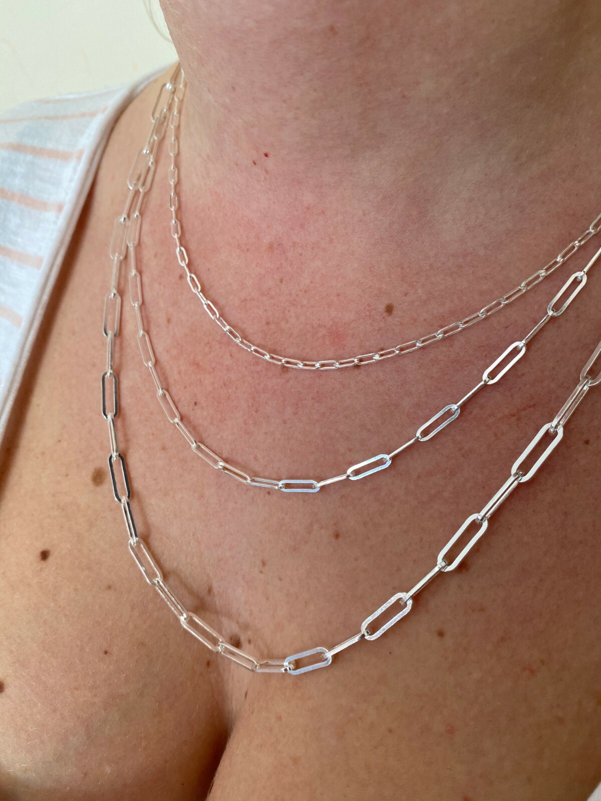 Solid 925 Sterling Silver Paperclip Rolo Chain 2.5mm – 4mm Cable Necklace Italy