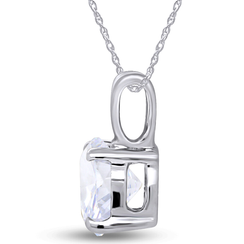 1 Ct Simulated Diamond Solitaire Pendant Necklace 14k White Gold Plated Silver