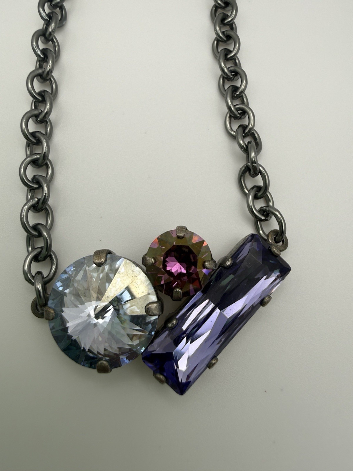 Sabika three-stone Cluster crystal accent necklace Winter 2014 (W14) Collection