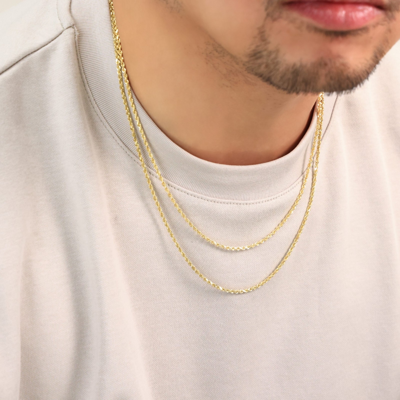 10K Yellow Gold 2mm-7mm Diamond Cut Rope Chain Necklace Men Womens 16″- 30″