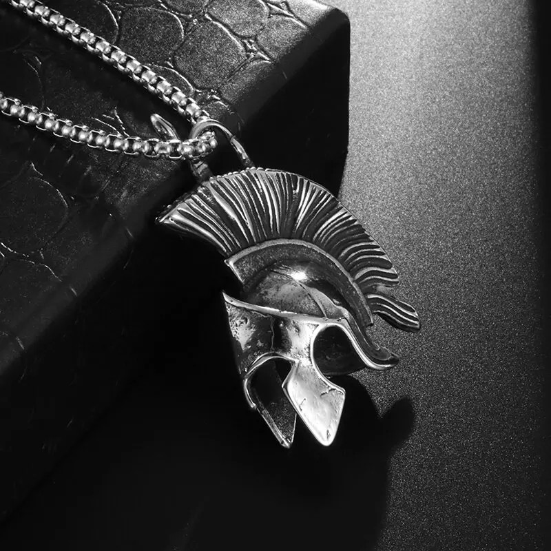 Men’s Fashion Jewelry Silver Ancient Greek Spartan Helmet Pendant Necklace 597