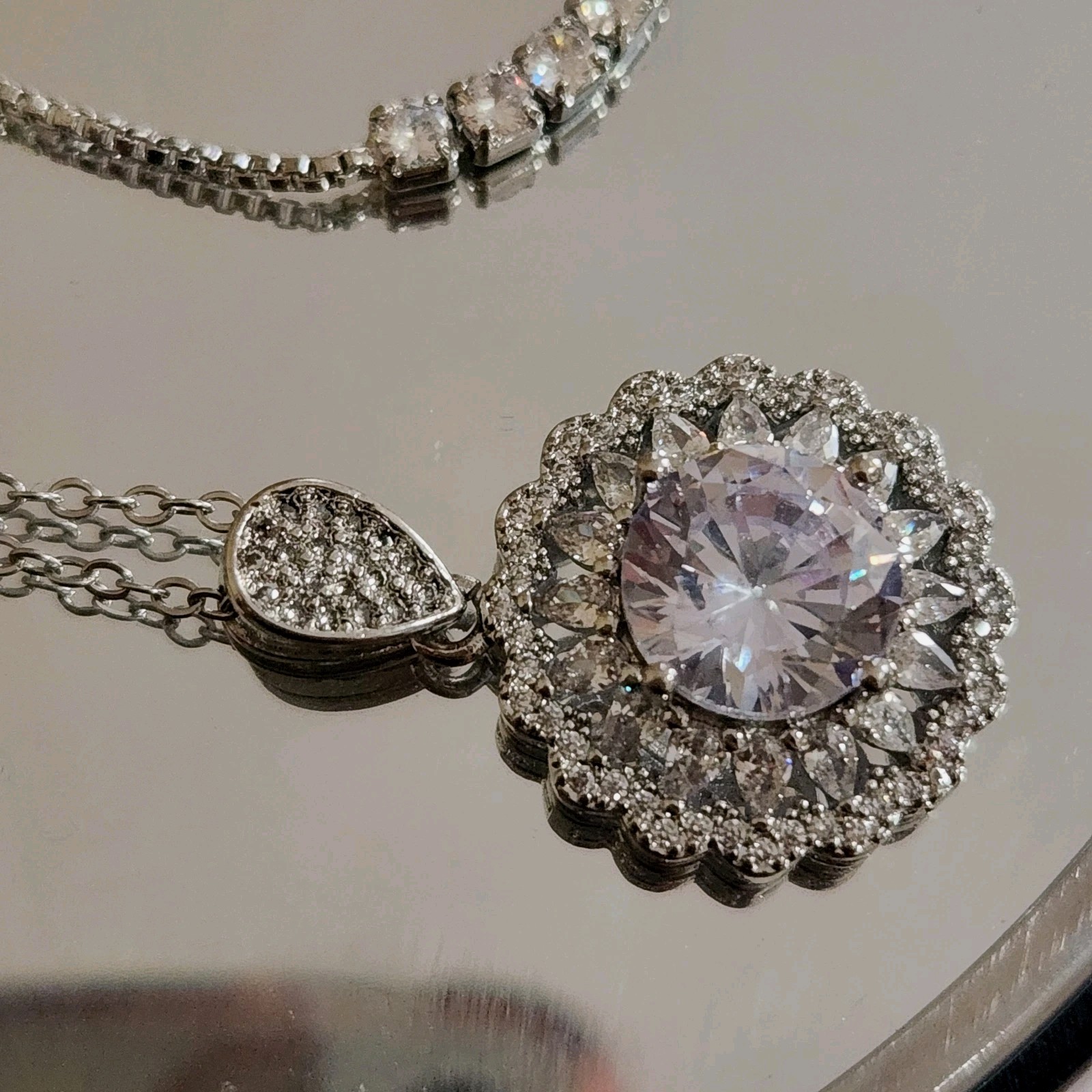5 Carat Simulated Diamond Necklace And Bracelet Set In 14k White Gold Plating