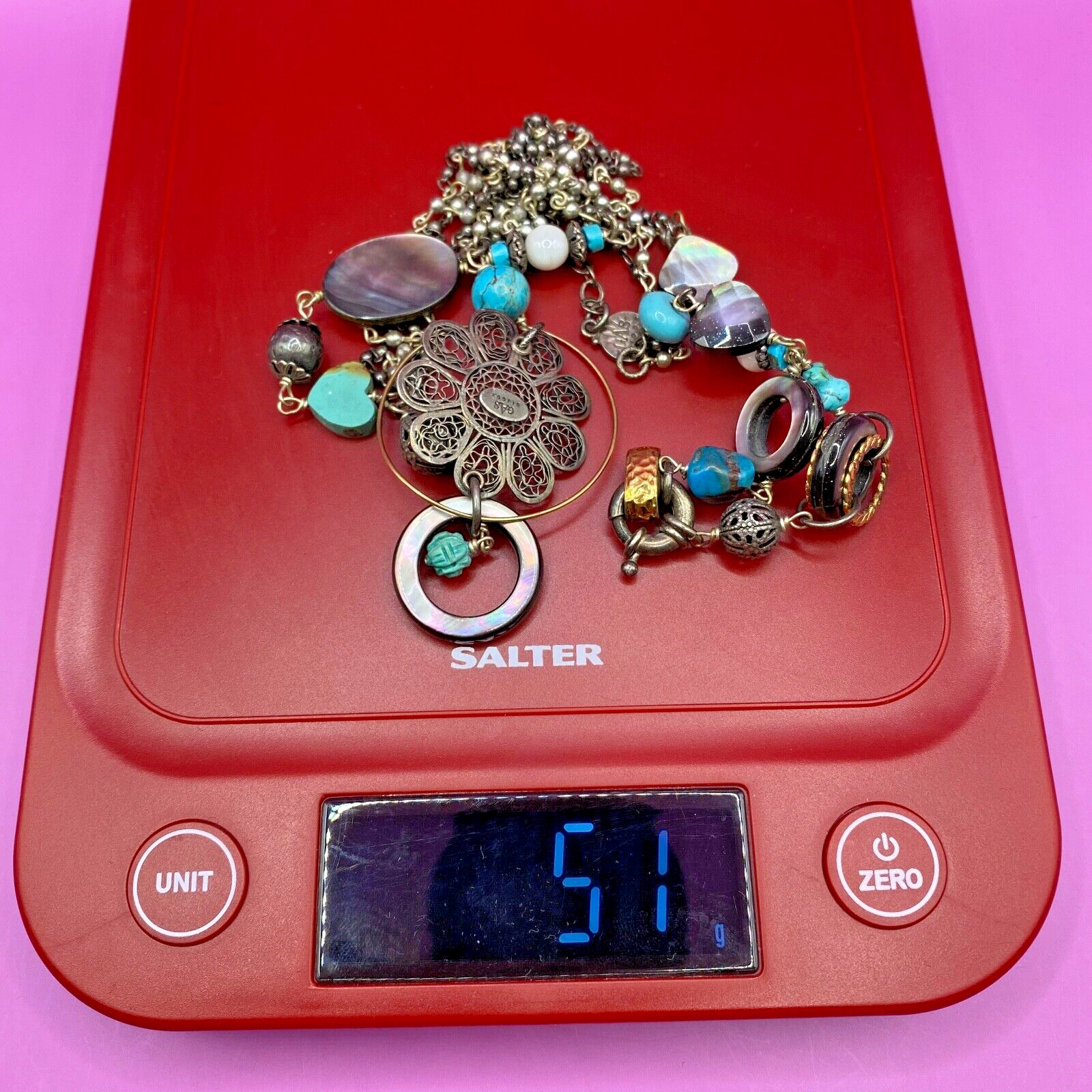 VTG GAS Bijoux Long Necklaces Costume Jewellery France Gift BOHO Multicolour