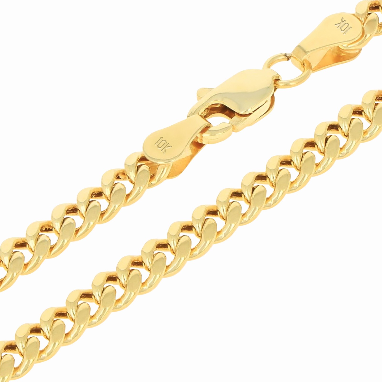 10K Yellow Gold 4mm Miami Cuban Link Chain Bracelet Men Women 7″ 7.5″ 8″ 8.5″ 9″