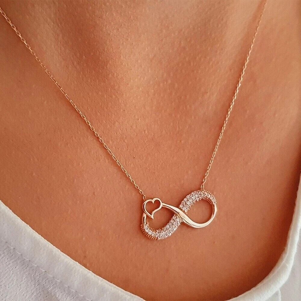 2Ct Round Cut Simulated Diamond Women’s Infinite Pendant In 14K Rose Gold Plated