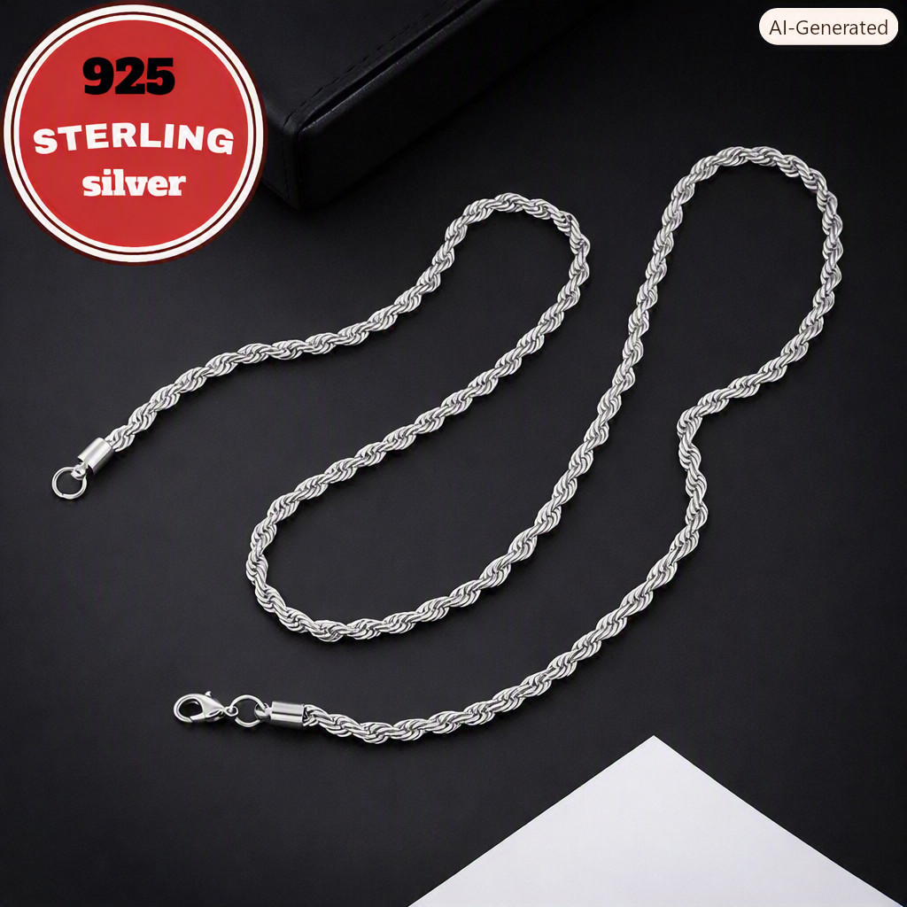 Premium 3mm 925 Silver Twist Chain Necklace Hypoallergenic Jewelry for Daily Use