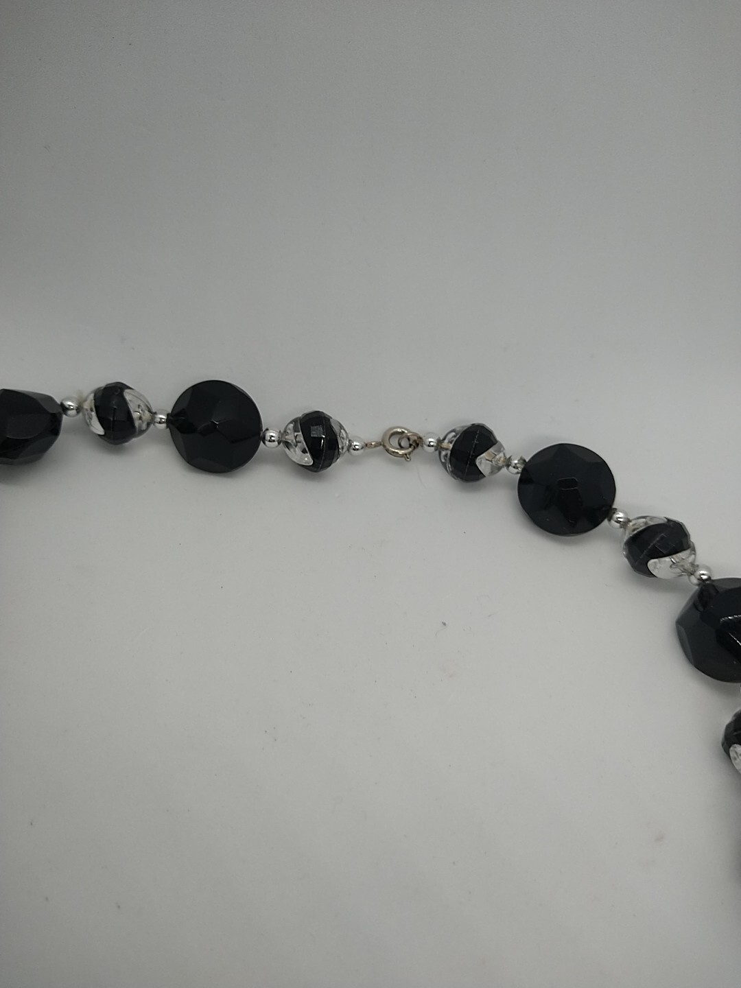 Necklace black Goth clear vintage beads vintage style retro Halloween y2k 1990′