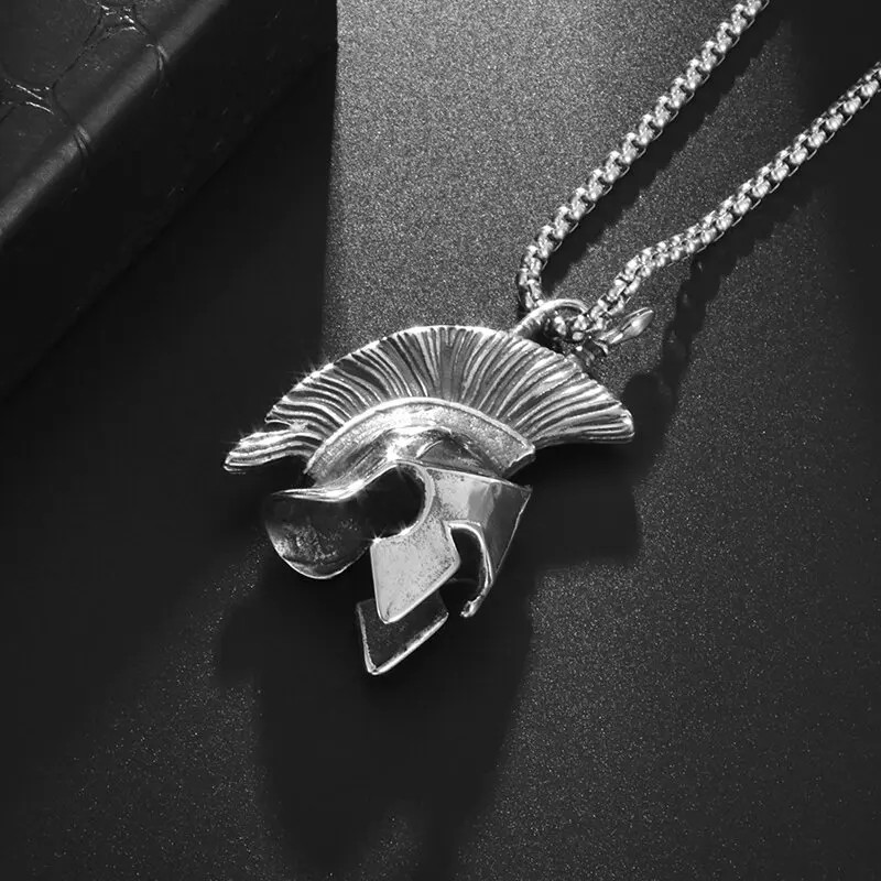 Men’s Fashion Jewelry Silver Ancient Greek Spartan Helmet Pendant Necklace 597