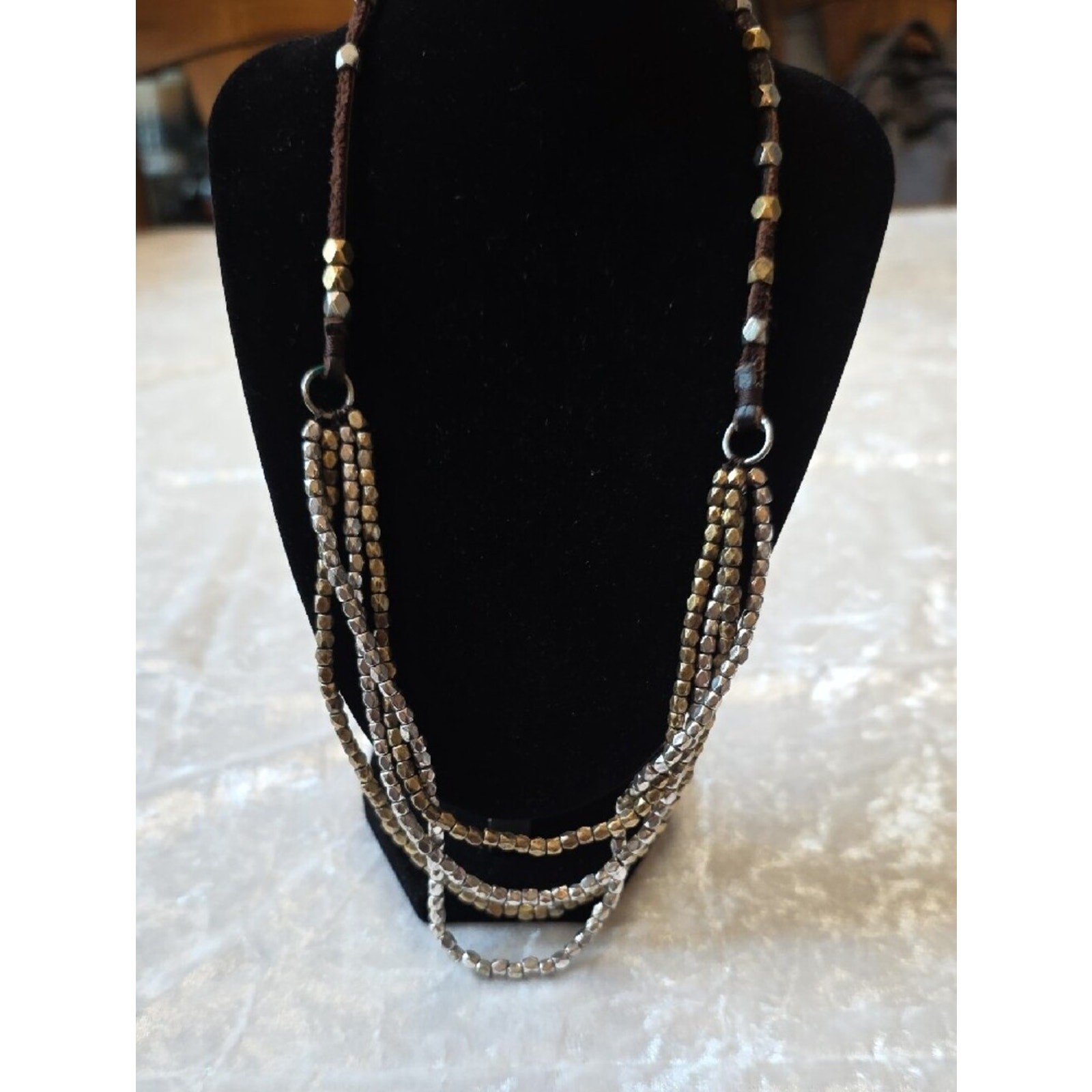 Lucky Brand Mixed Metal Layered Bead Boho Necklace