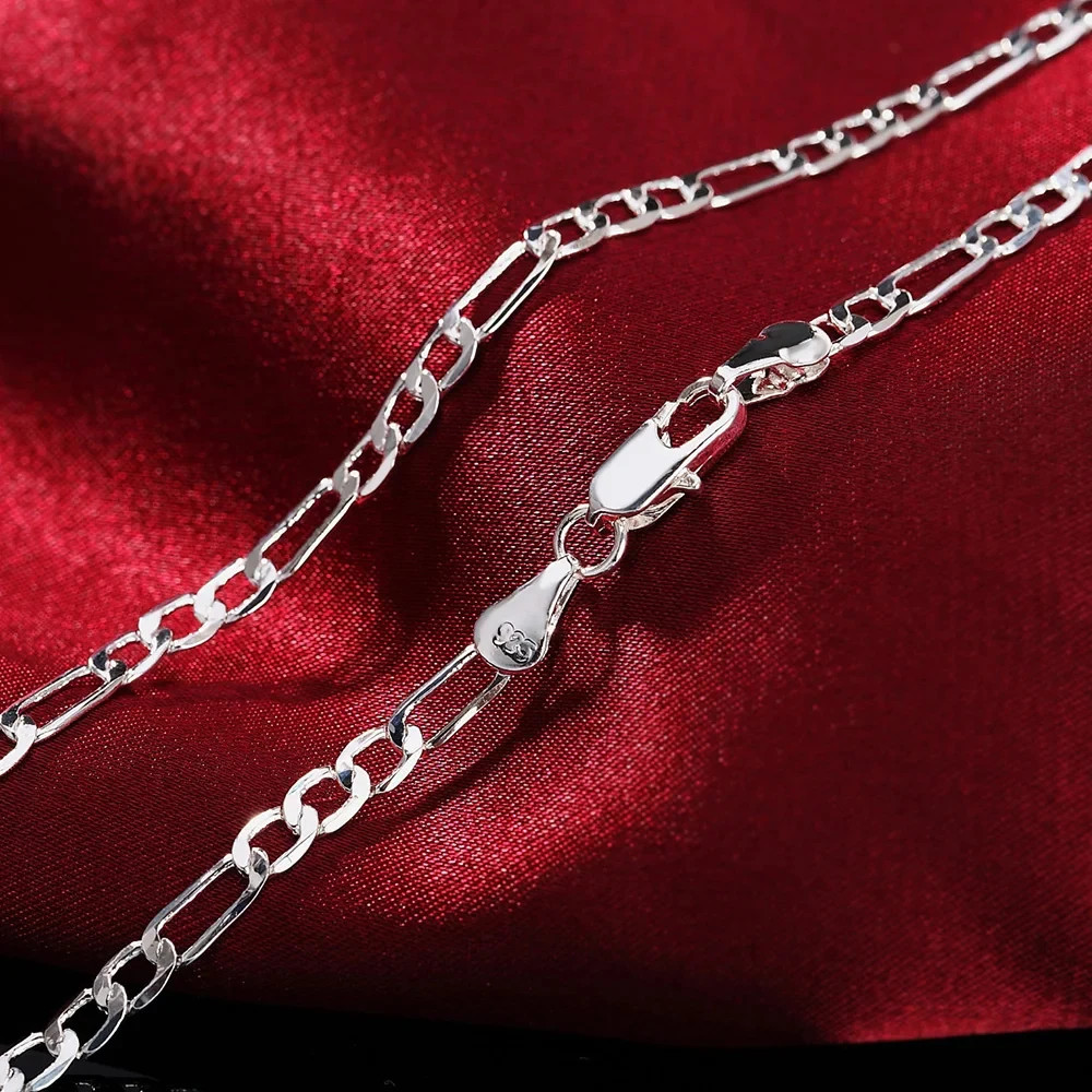 40-75cm 925 Sterling Silver 16-30″” Fine 4MM Chain Necklaces