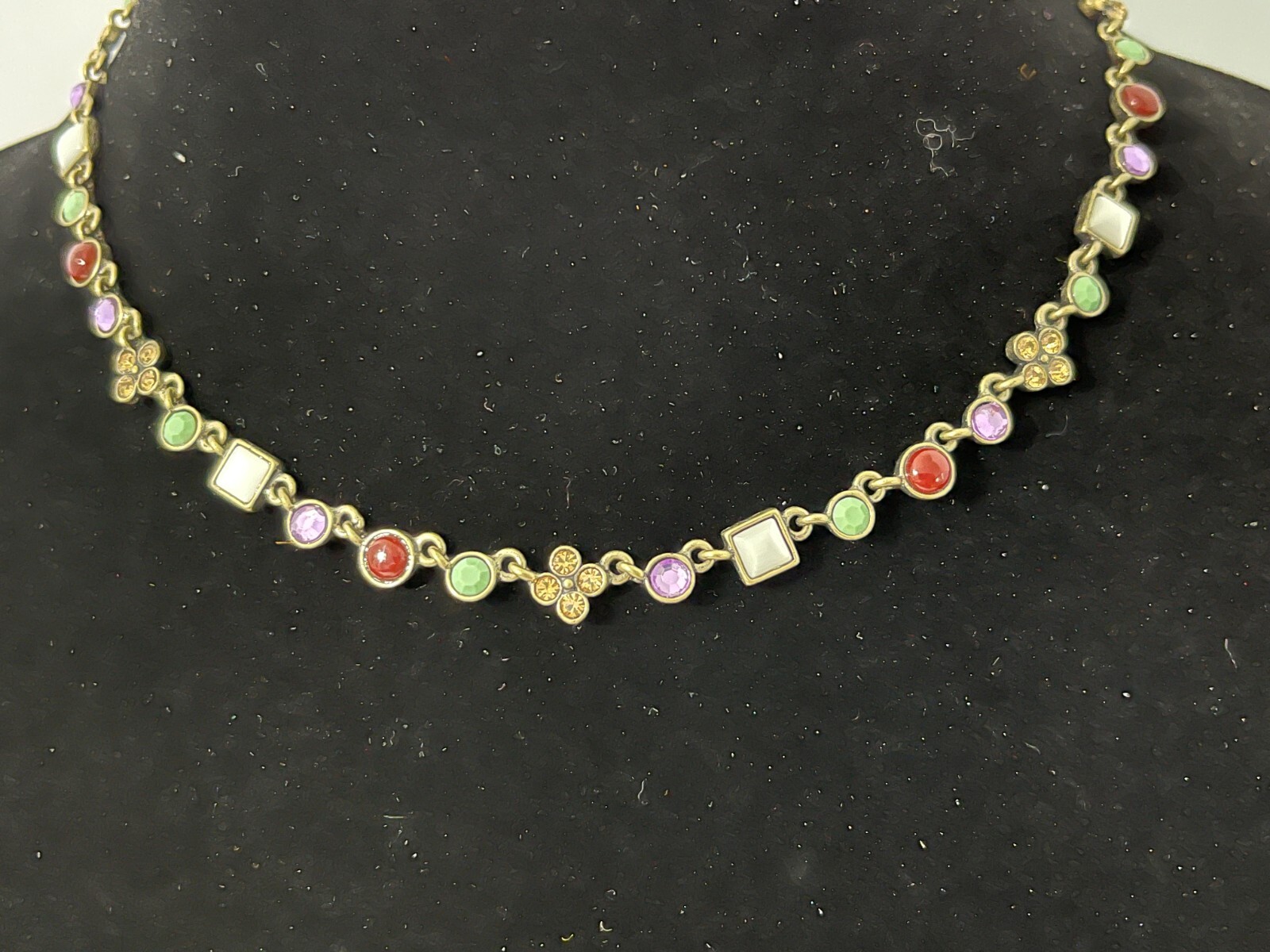 19″ Multi-Colored Stones Necklace Marked CH