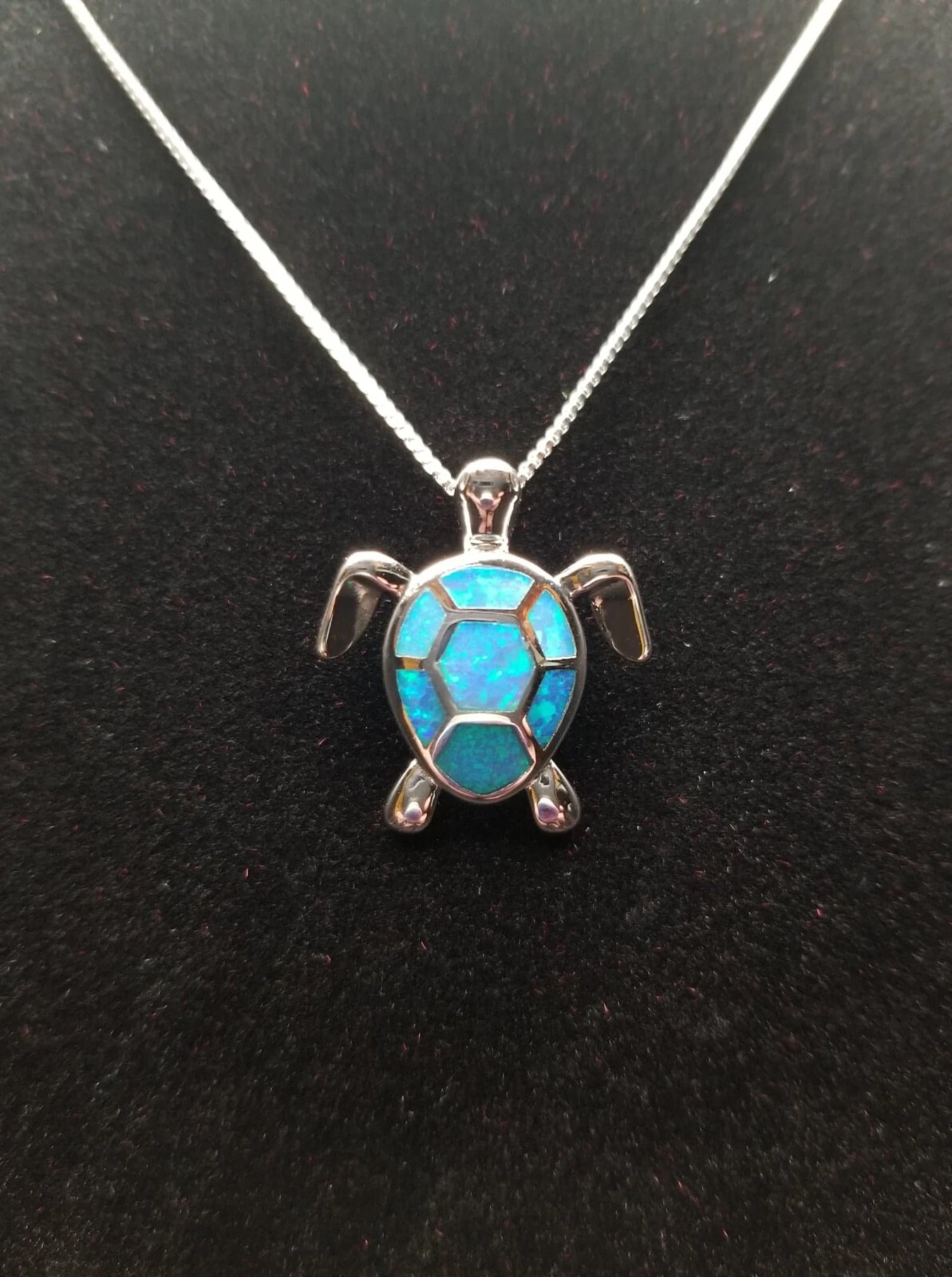 Blue & Silver Shiny Turtle Necklace