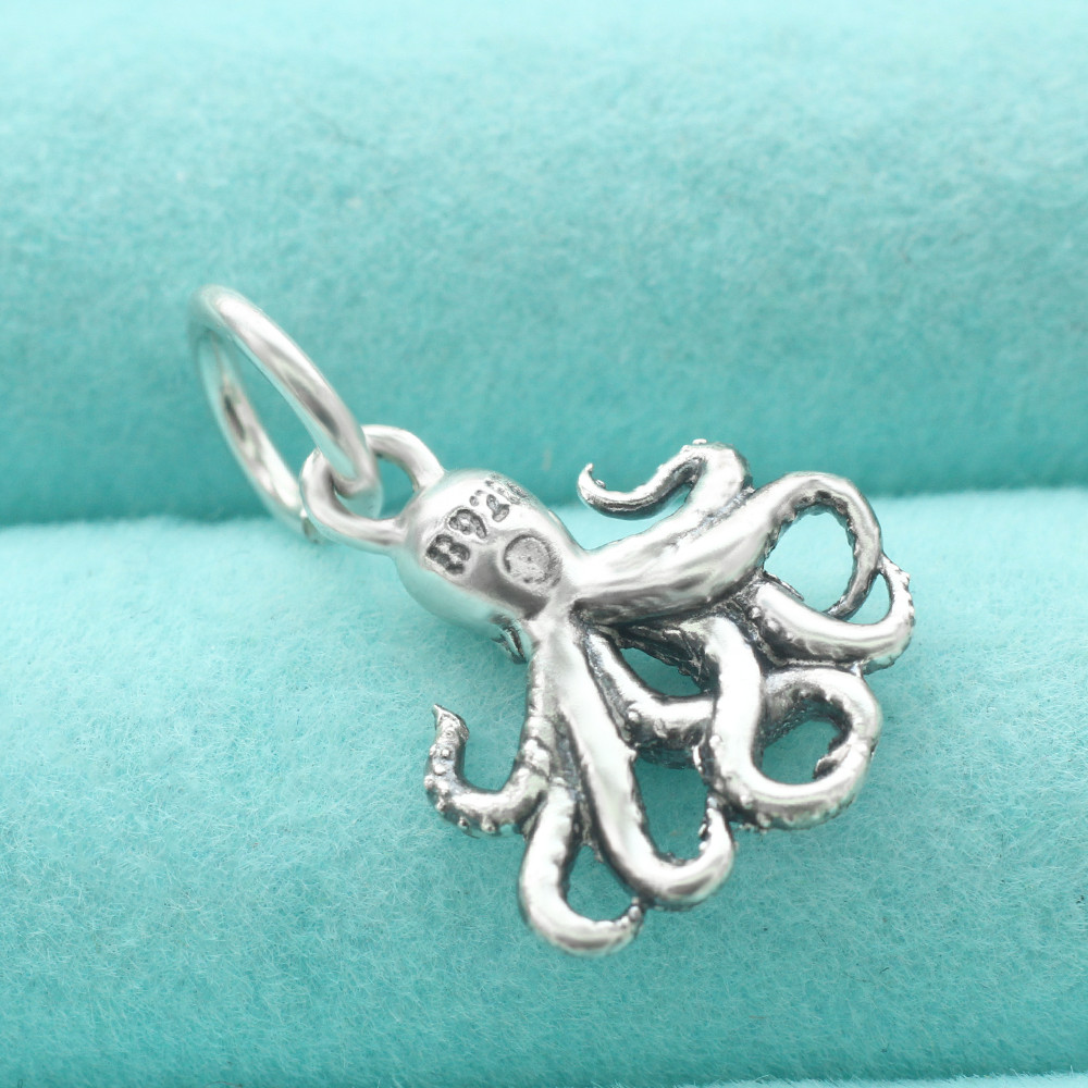 Octopus Pendant Charm 925 Sterling Silver Sea Life Animal Ocean Beach Nautical