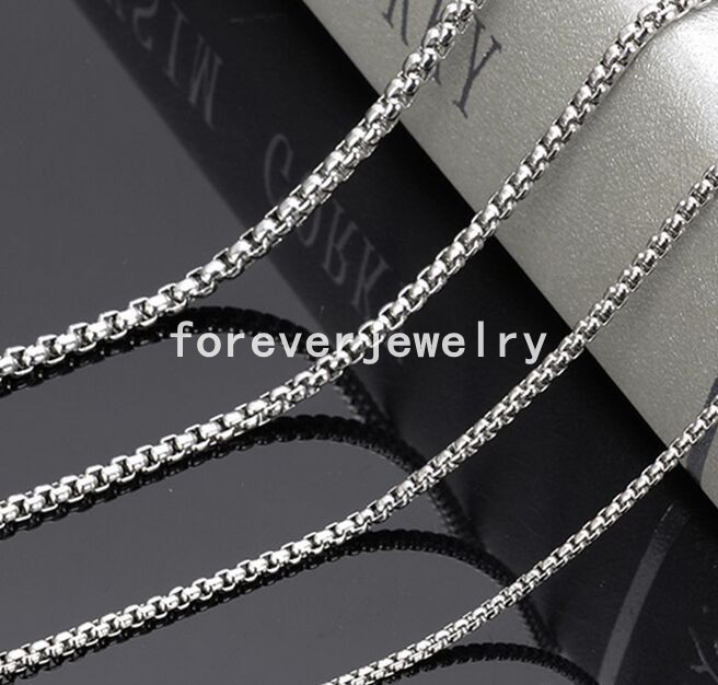 10pcs/lot 2/3/5mm 316L Stainless Steel Silver Rolo Box Chain Bulk Finding 16-40″