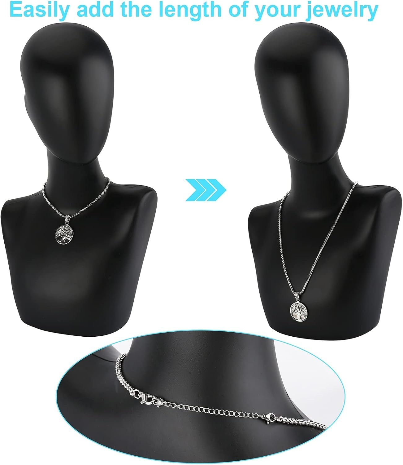 12 PCS Necklace Extenders – Stainless Steel Necklace Extension Chain for Jewelry
