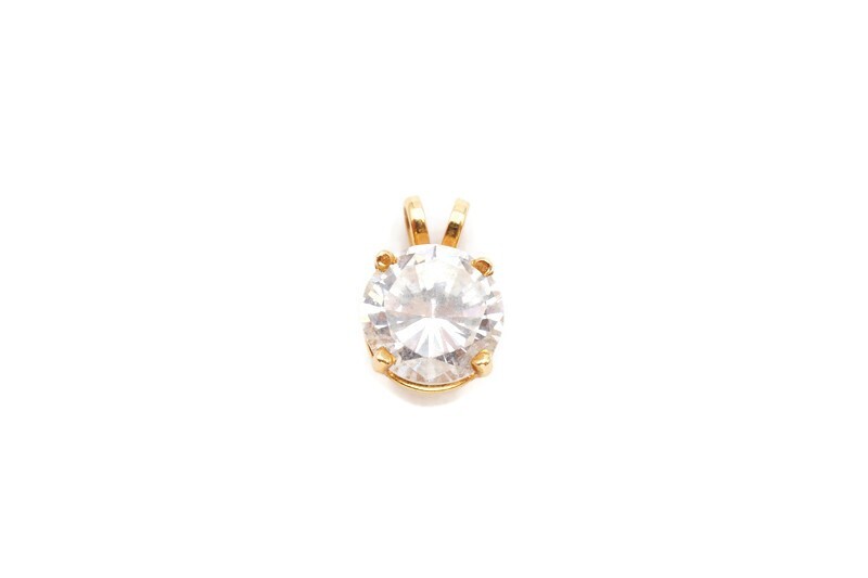 14k Yellow Gold Cubic Zirconia Solitaire Pendant 3.75 CTW