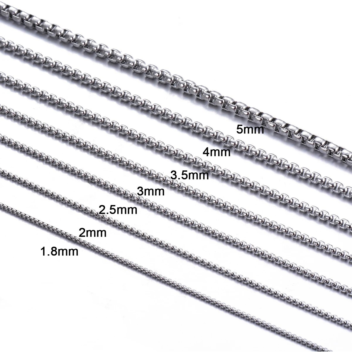 Stainless Steel Box Chain Necklace Men Women 1.8-5mm 16-32″ Square Rolo Chain UK