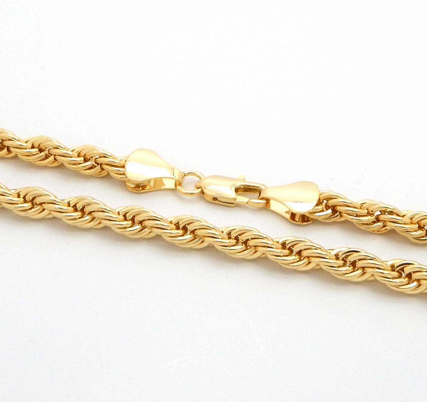 Mens 7mm Rope Chain Necklace 14K Gold Plated 20″ 24″ 30″ inch