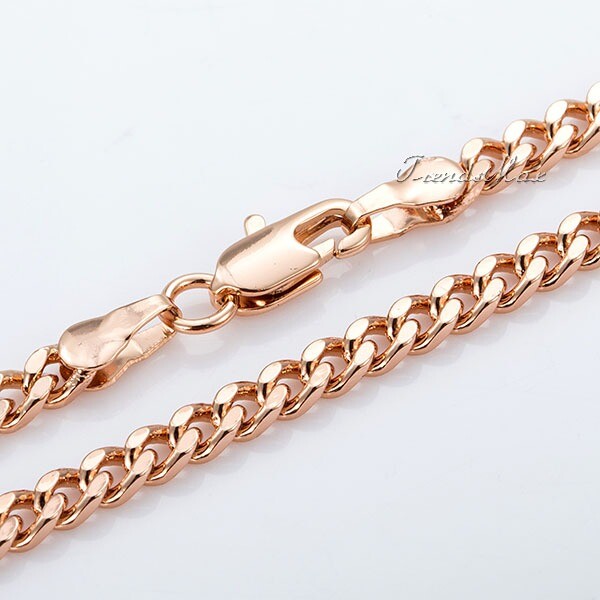 NEW 3mm Womens Girls Chain Cut Curb Cuban Rose Gold Filled GF Necklace Jewelry