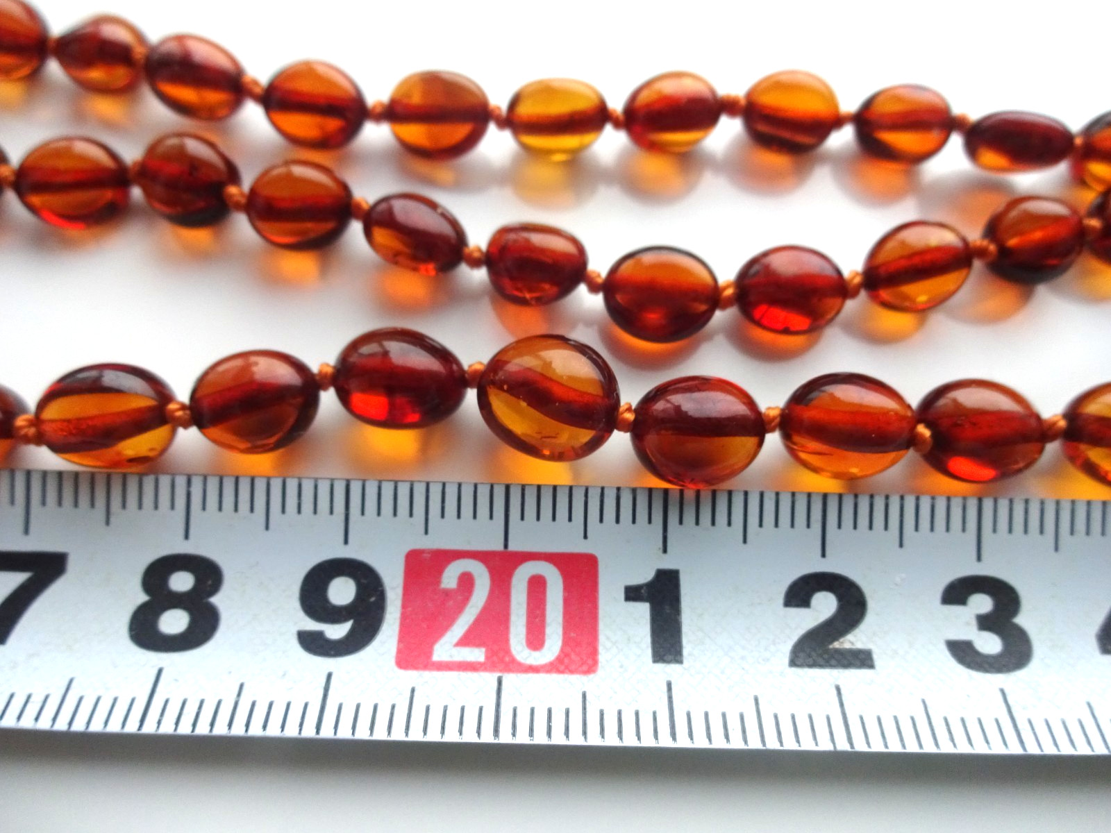 Natural Cognac Oval Beads BALTIC AMBER Necklace 18” 48cm Gift
