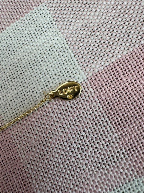 LOFT Gold Tone Faux Druzy Y Lariat Necklace Black Oval Pendant Teardrop Dangle