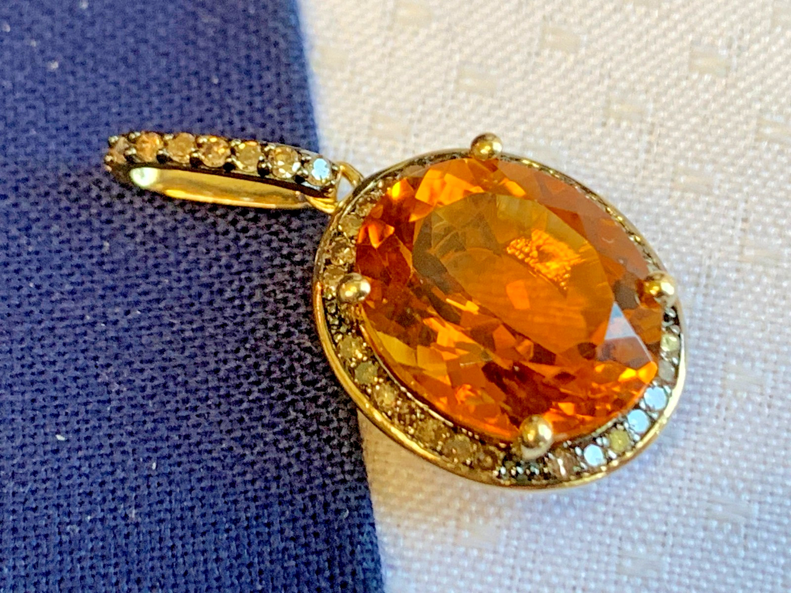 10K Yellow Gold Pendant 2.33g Fine Jewelry Citrine Color & Clear Charm *READ*