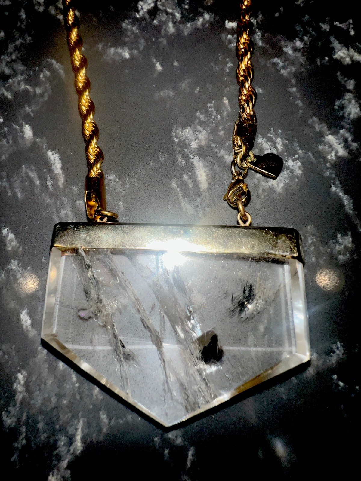 Healing Quartz Crystal and Rope Chain Necklace.