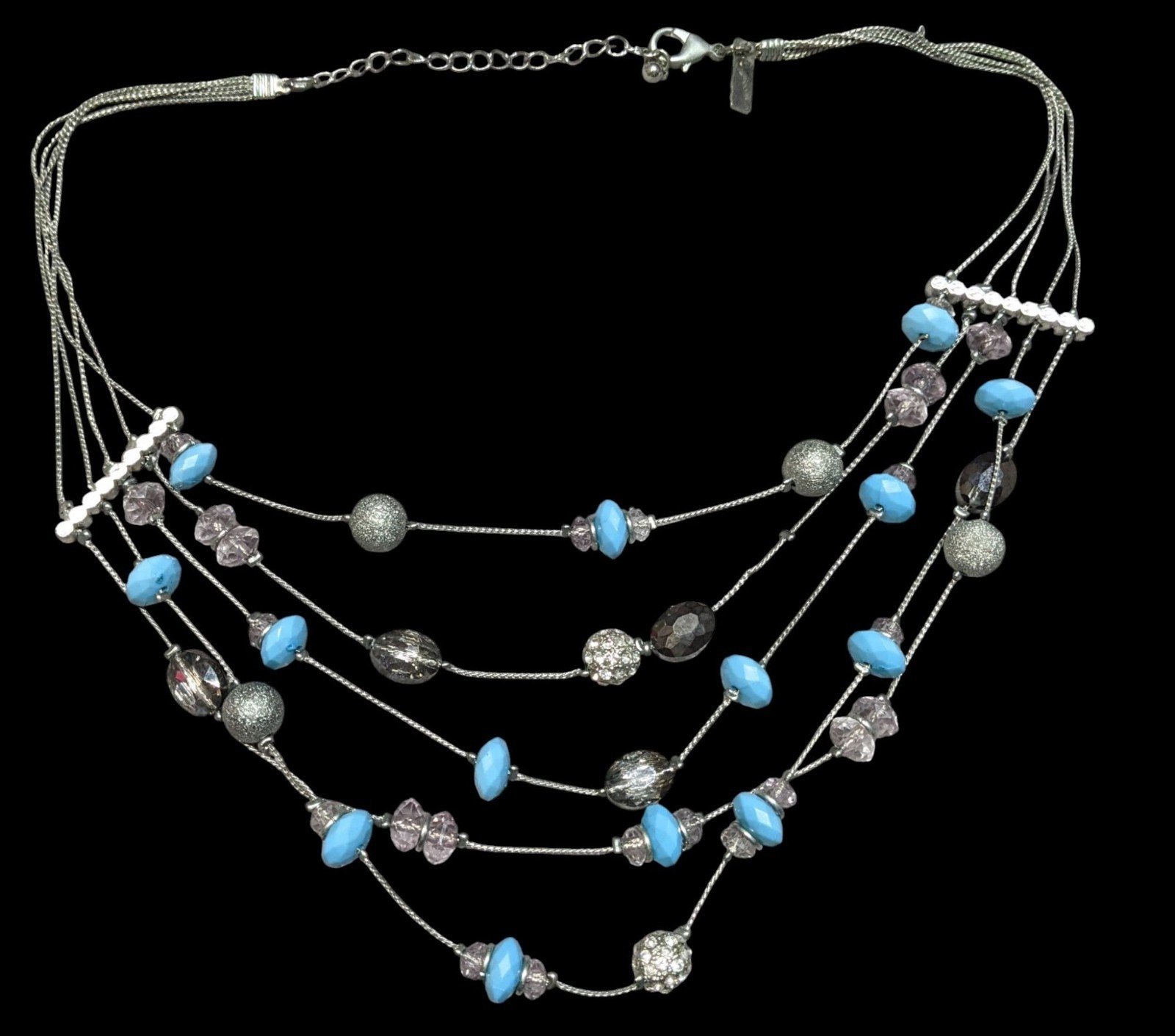 INC International Concepts Glam Blue And Silver Tone Layered Necklace