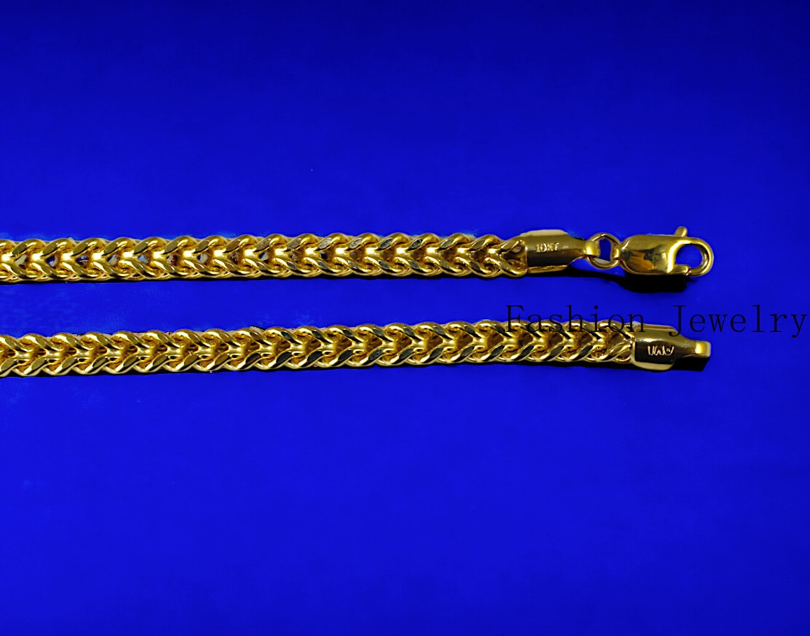 10K Yellow Gold Franco Box Square Necklace Bracelet Chain Real 2mm-7mm 7″-30″
