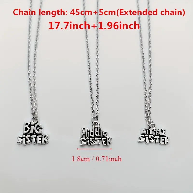 Set of 3 Silvery Family Sisters Necklaces – New