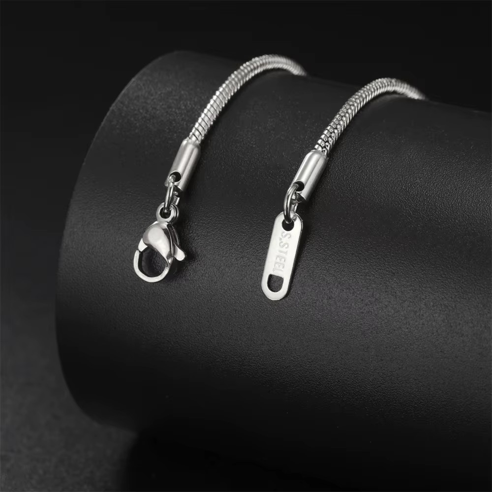 Round Snake Chain Necklace Women Men Stainless Steel 0.9mm 1.2mm 2mm Choker Gift